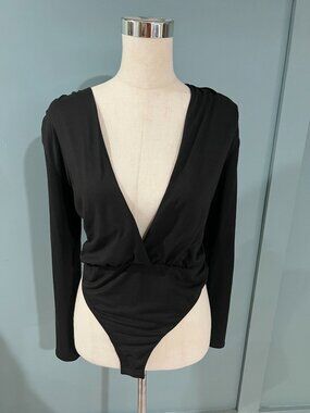 Slinky Low V-Neck Bodysuit - Size Medium